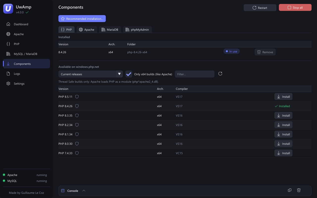 Components page